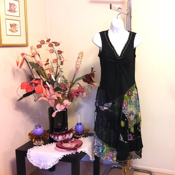 NWT DOLCEZZA Women's Unique Designed Quality Black Summer Maxi Dress Size S 6 - Picture 3 of 9